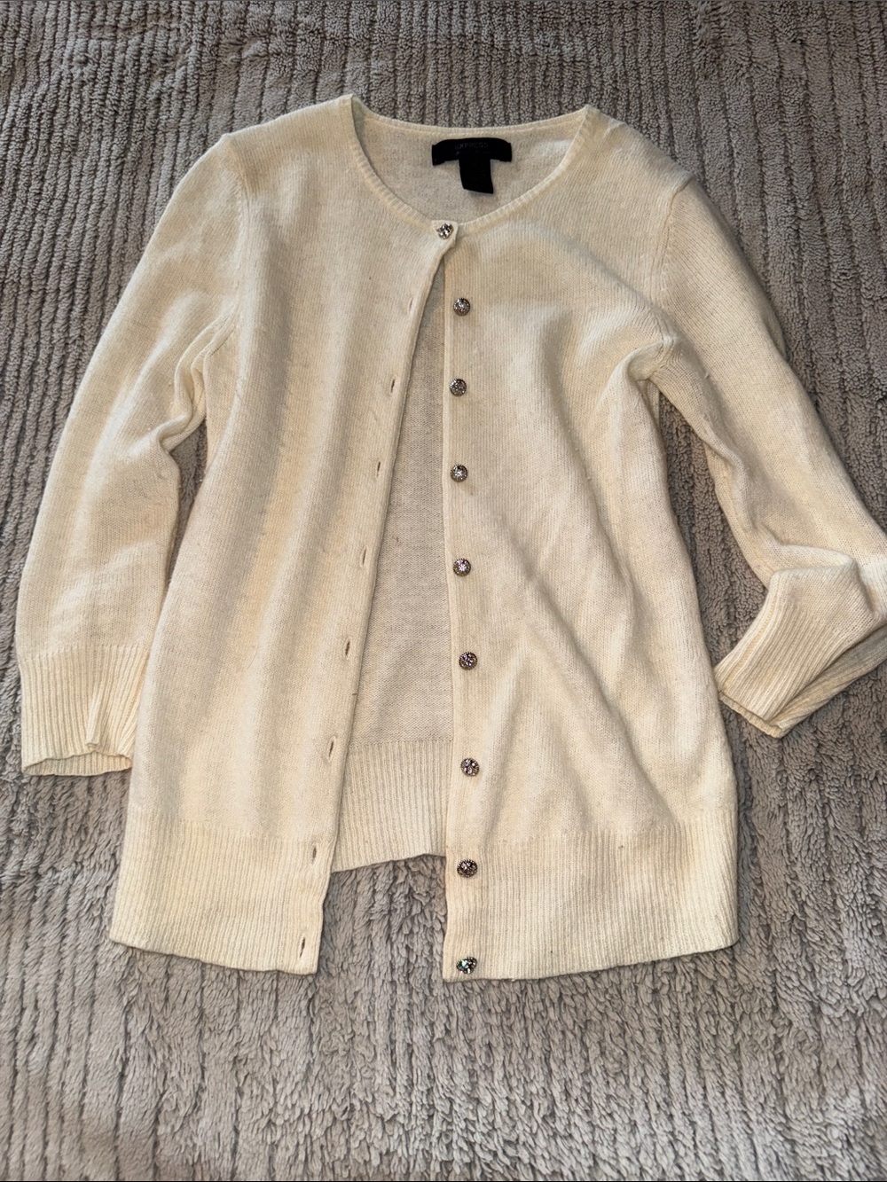 Express Cream Button-Front Knit Cardigan